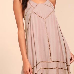 Lulus Sister Moon Mauve Embroidered Swing Dress